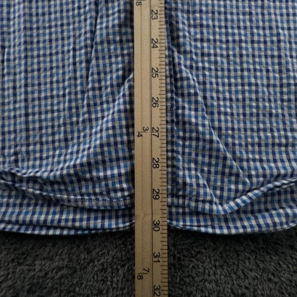 Barbour Short Sleeve Button Up Shirt Blue Check Tailored Fit Large US W/ Logo - Picture 4 of 10